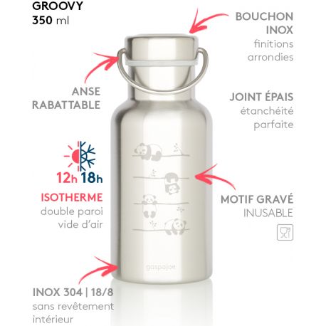 Gourde tout Inox Groovy Isotherme - Motif Palmier - 750ml